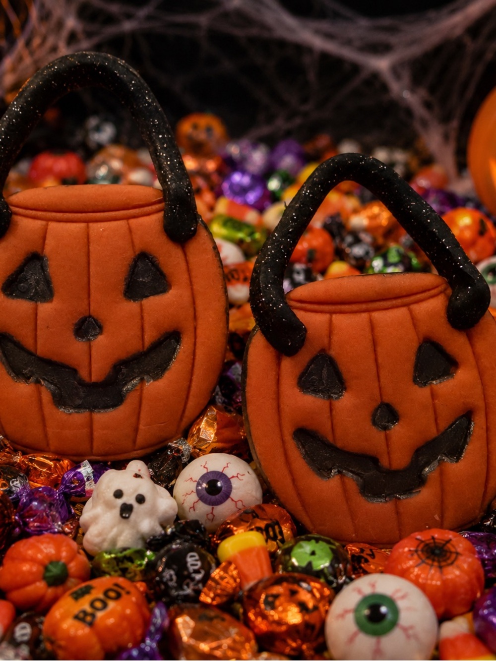 Halloween Pumpkin Trick-or-Treat Handmade Polymer Clay Earrings - Orange & Black